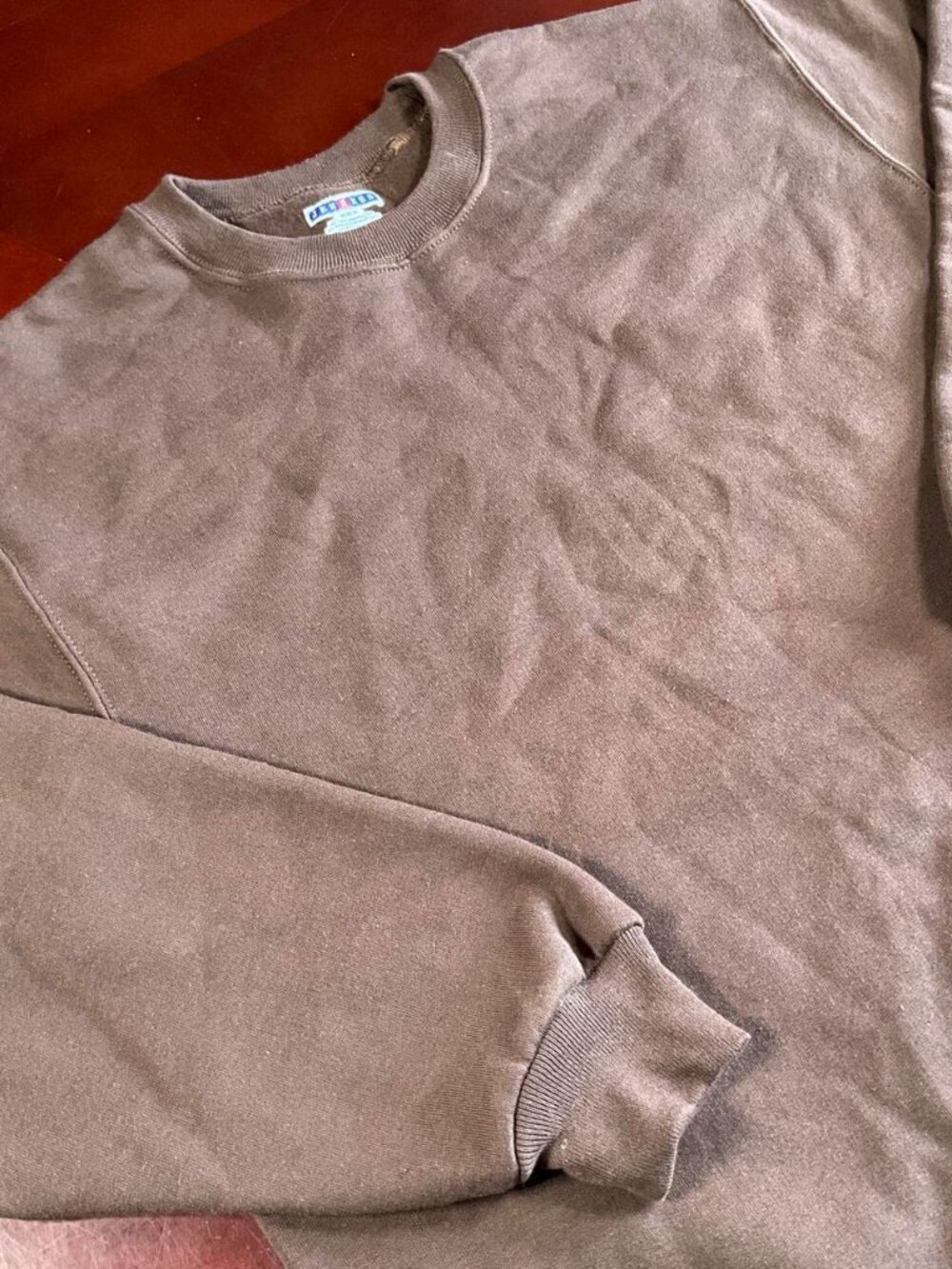 Womens Jerzees Brown Minimalist Crewneck Sweatshirt (Medium)